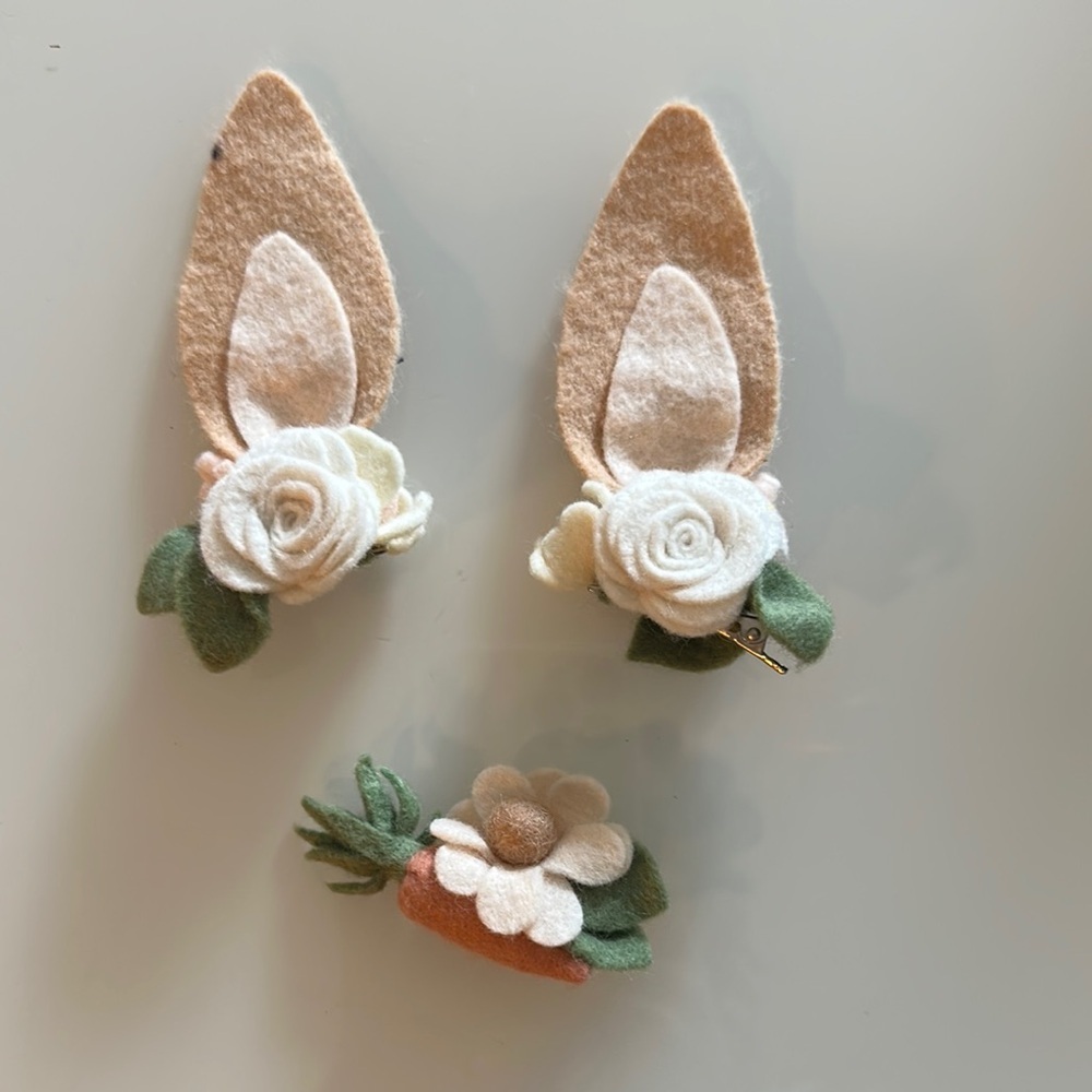 🐣 Easter 🐣 Floral Bunny Ear Hair Clips for Kids